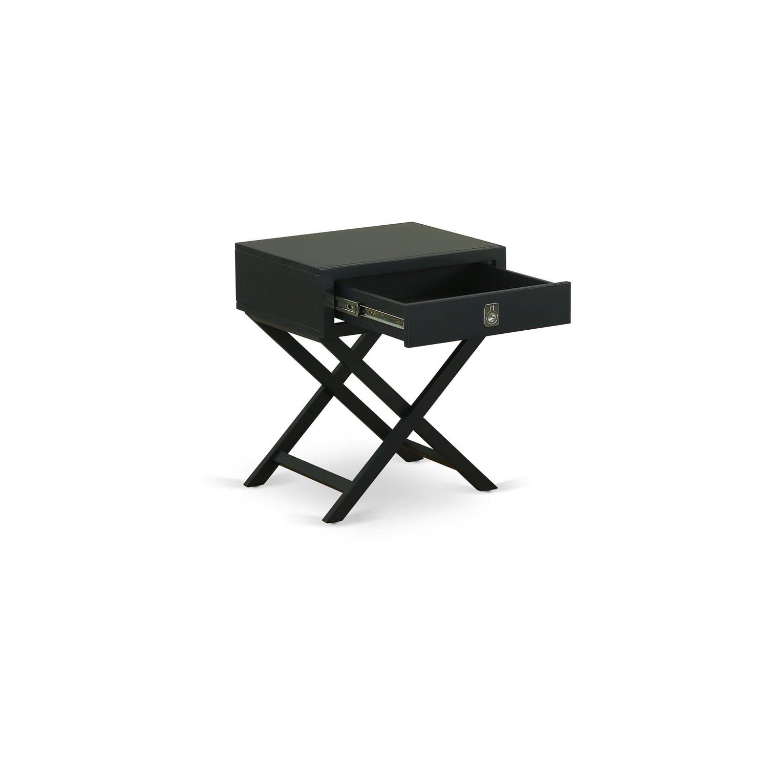 East West Furniture Hane11 One Pc Gorgeous Hamilton Small Rectangular Table With Drawer, 1-Pack, Black Finish